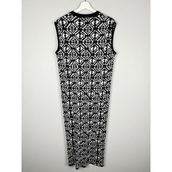 Hugo Boss Feyre's Geo Pattern Ribbed Sheath Dress in Midnight Fantasy - Picture 6 of 16